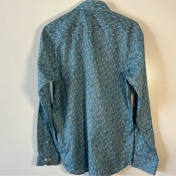 Bugatchi Mens Size Medium NWT Long Sleeve Shirt Dress Man Butterfly Print NWT